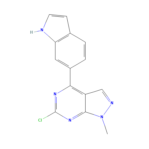 6-chloro-4-(1H-indol-6-yl)-1-methylpyrazolo[3,4-d]pyrimidine (CAS: 1292902-36-3) - Chemical Structure and Molecular Formula 