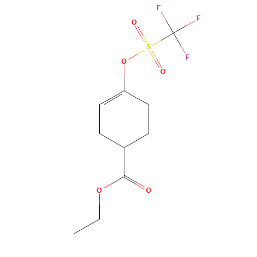 ethyl 4-(trifluoromethylsulfonyloxy)cyclohex-3-ene-1-carboxylate (CAS: 122948-57-6) - Chemical Structure and Molecular Formula 