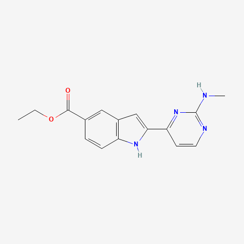 ethyl 2-[2-(methylamino)pyrimidin-4-yl]-1H-indole-5-carboxylate (CAS: 916486-06-1) - Chemical Structure and Molecular Formula 