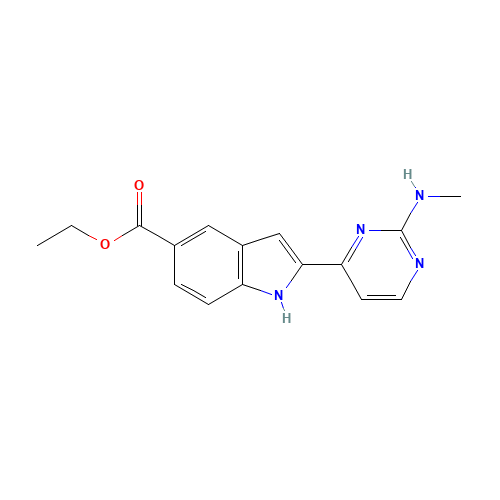 ethyl 2-[2-(methylamino)pyrimidin-4-yl]-1H-indole-5-carboxylate (CAS: 916486-06-1) - Chemical Structure and Molecular Formula 