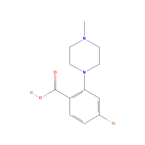 4-bromo-2-(4-methylpiperazin-1-yl)benzoic acid (CAS: 1099687-04-3) - Chemical Structure and Molecular Formula 