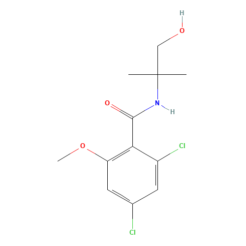 2,4-dichloro-N-(1-hydroxy-2-methylpropan-2-yl)-6-methoxybenzamide (CAS: 78444-53-8) - Chemical Structure and Molecular Formula 