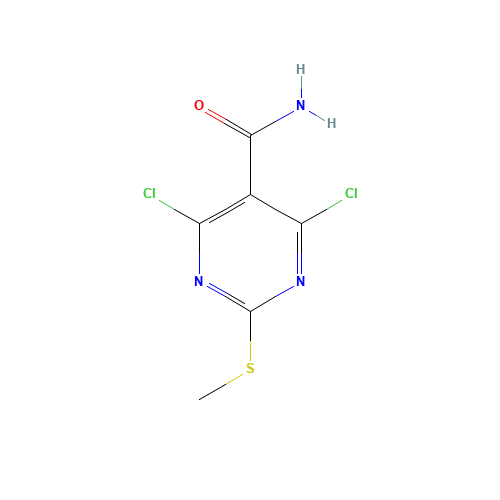 4,6-dichloro-2-methylsulfanylpyrimidine-5-carboxamide (CAS: 313339-36-5) - Chemical Structure and Molecular Formula 