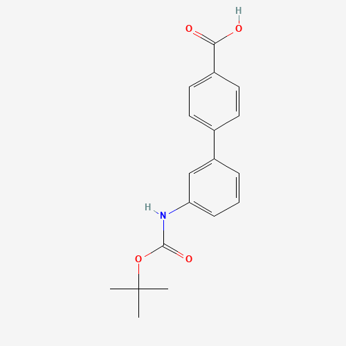 4-[3-[(2-methylpropan-2-yl)oxycarbonylamino]phenyl]benzoic acid (CAS: 904086-02-8) - Chemical Structure and Molecular Formula 