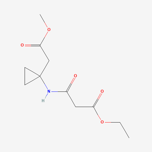 ethyl 3-[[1-(2-methoxy-2-oxoethyl)cyclopropyl]amino]-3-oxopropanoate (CAS: 1105663-30-6) - Chemical Structure and Molecular Formula 