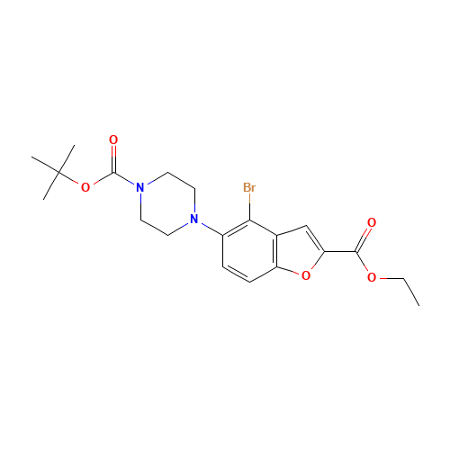 tert-butyl 4-(4-bromo-2-ethoxycarbonyl-1-benzofuran-5-yl)piperazine-1-carboxylate (CAS: 1192170-25-4) - Related Chemical Product