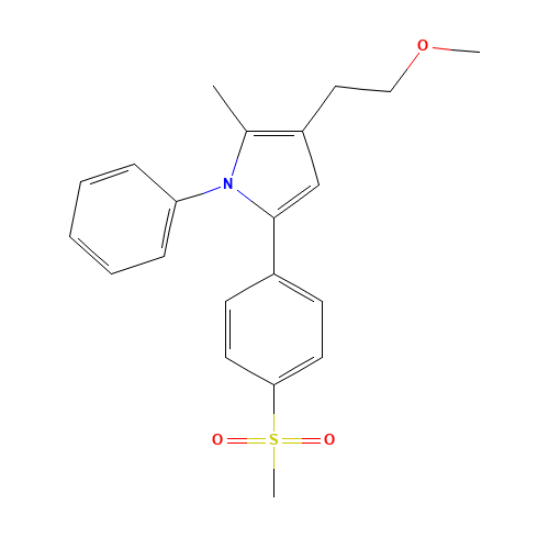 3-(2-methoxyethyl)-2-methyl-5-(4-methylsulfonylphenyl)-1-phenylpyrrole (CAS: 1005451-57-9) - Chemical Structure and Molecular Formula 