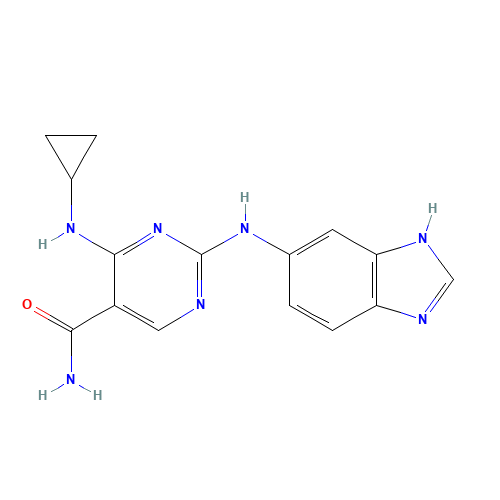 2-(3H-benzimidazol-5-ylamino)-4-(cyclopropylamino)pyrimidine-5-carboxamide (CAS: 1198302-89-4) - Related Chemical Product