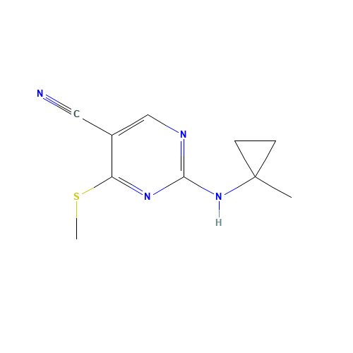 2-[(1-methylcyclopropyl)amino]-4-methylsulfanylpyrimidine-5-carbonitrile (CAS: 1403865-32-6) - Chemical Structure and Molecular Formula 