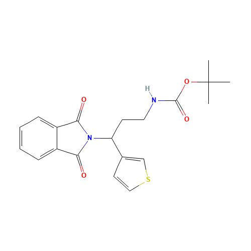 tert-butyl N-[3-(1,3-dioxoisoindol-2-yl)-3-thiophen-3-ylpropyl]carbamate (CAS: 1386398-81-7) - Chemical Structure and Molecular Formula 
