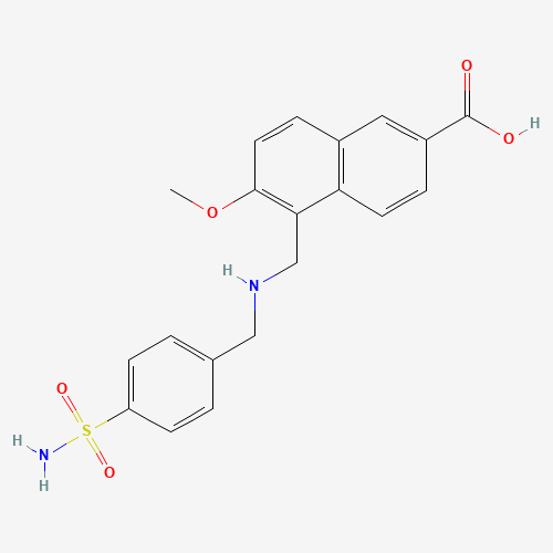 6-methoxy-5-[[(4-sulfamoylphenyl)methylamino]methyl]naphthalene-2-carboxylic acid (CAS: 713515-73-2) - Chemical Structure and Molecular Formula 