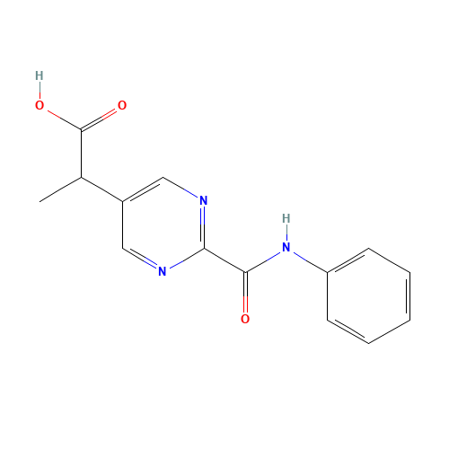 2-[2-(phenylcarbamoyl)pyrimidin-5-yl]propanoic acid (CAS: 1419603-42-1) - Chemical Structure and Molecular Formula 