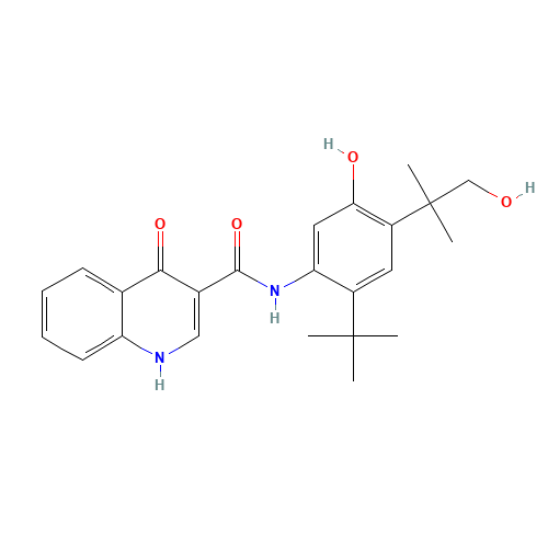 N-[2-tert-butyl-5-hydroxy-4-(1-hydroxy-2-methylpropan-2-yl)phenyl]-4-oxo-1H-quinoline-3-carboxamide (CAS: 1246213-23-9) - Related Chemical Product