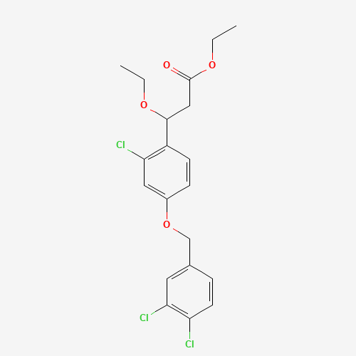 ethyl 3-[2-chloro-4-[(3,4-dichlorophenyl)methoxy]phenyl]-3-ethoxypropanoate (CAS: 1202577-50-1) - Chemical Structure and Molecular Formula 