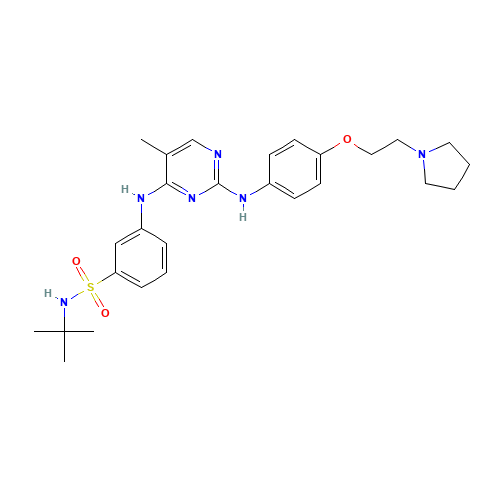 N-tert-butyl-3-[[5-methyl-2-[4-(2-pyrrolidin-1-ylethoxy)anilino]pyrimidin-4-yl]amino]benzenesulfonamide (CAS: 945381-69-1) - Related Chemical Product