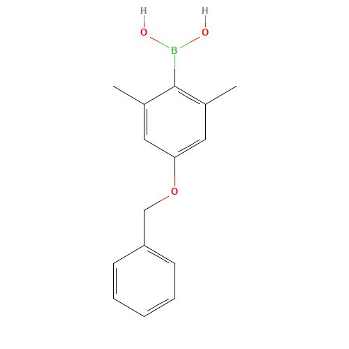 (2,6-dimethyl-4-phenylmethoxyphenyl)boronic acid (CAS: 865139-18-0) - Chemical Structure and Molecular Formula 