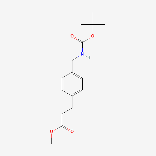 methyl 3-[4-[[(2-methylpropan-2-yl)oxycarbonylamino]methyl]phenyl]propanoate (CAS: 132691-44-2) - Chemical Structure and Molecular Formula 