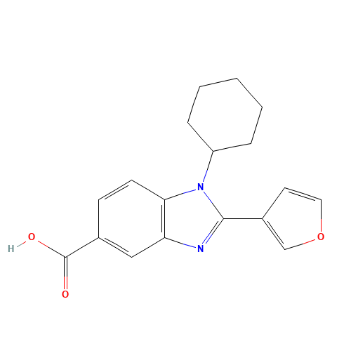1-cyclohexyl-2-(furan-3-yl)benzimidazole-5-carboxylic acid (CAS: 390811-95-7) - Chemical Structure and Molecular Formula 