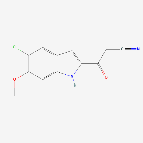 3-(5-chloro-6-methoxy-1H-indol-2-yl)-3-oxopropanenitrile (CAS: 1265234-74-9) - Chemical Structure and Molecular Formula 