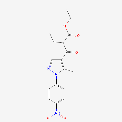 ethyl 2-[5-methyl-1-(4-nitrophenyl)pyrazole-4-carbonyl]butanoate (CAS: 1404530-82-0) - Chemical Structure and Molecular Formula 