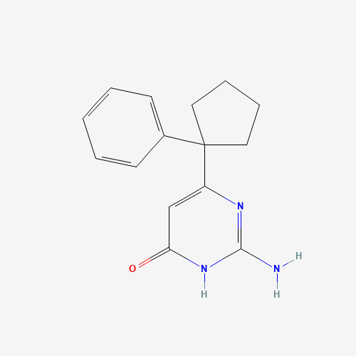 2-amino-6-(1-phenylcyclopentyl)-1H-pyrimidin-4-one (CAS: 1401964-84-8) - Chemical Structure and Molecular Formula 