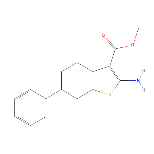 methyl 2-amino-6-phenyl-4,5,6,7-tetrahydro-1-benzothiophene-3-carboxylate (CAS: 119004-72-7) - Chemical Structure and Molecular Formula 