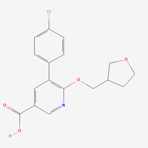 5-(4-chlorophenyl)-6-(oxolan-3-ylmethoxy)pyridine-3-carboxylic acid (CAS: 1364678-71-6) - Chemical Structure and Molecular Formula 