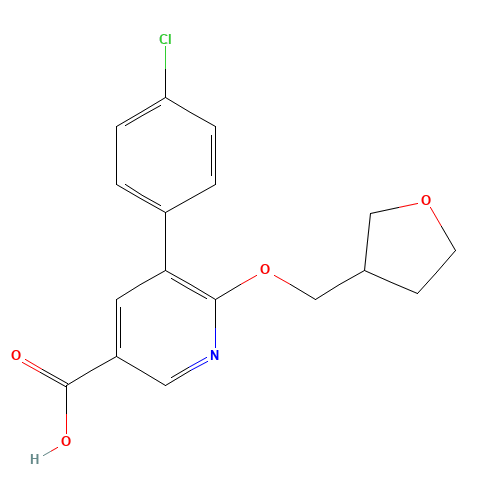 5-(4-chlorophenyl)-6-(oxolan-3-ylmethoxy)pyridine-3-carboxylic acid (CAS: 1364678-71-6) - Related Chemical Product