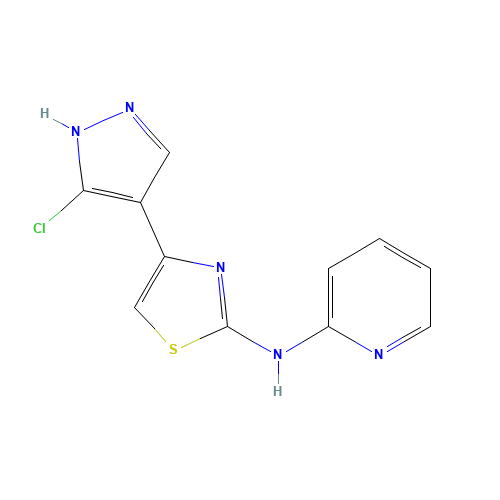 4-(5-chloro-1H-pyrazol-4-yl)-N-pyridin-2-yl-1,3-thiazol-2-amine (CAS: 1235312-70-5) - Chemical Structure and Molecular Formula 