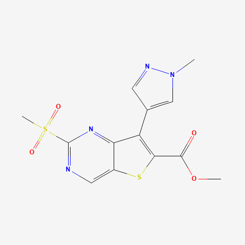 methyl 7-(1-methylpyrazol-4-yl)-2-methylsulfonylthieno[3,2-d]pyrimidine-6-carboxylate (CAS: 1462950-31-7) - Chemical Structure and Molecular Formula 