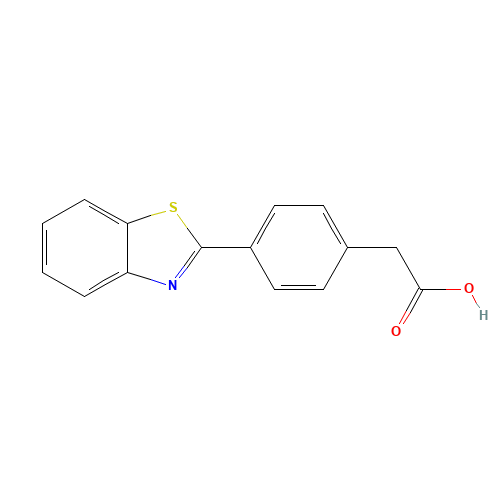 2-[4-(1,3-benzothiazol-2-yl)phenyl]acetic acid (CAS: 2406-73-7) - Chemical Structure and Molecular Formula 