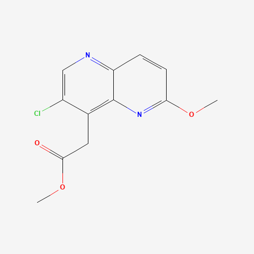 methyl 2-(3-chloro-6-methoxy-1,5-naphthyridin-4-yl)acetate (CAS: 943025-80-7) - Chemical Structure and Molecular Formula 
