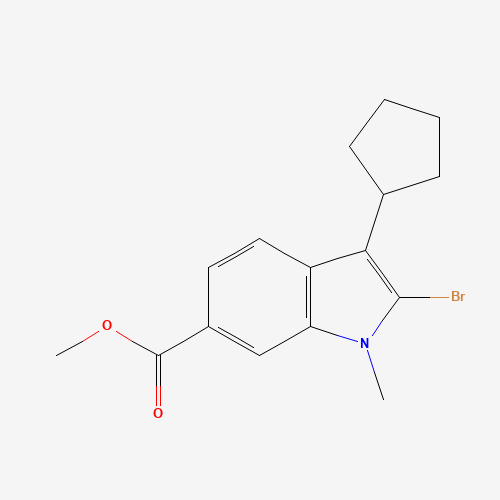 methyl 2-bromo-3-cyclopentyl-1-methylindole-6-carboxylate (CAS: 494799-35-8) - Chemical Structure and Molecular Formula 