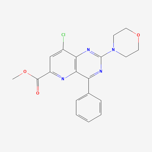 methyl 8-chloro-2-morpholin-4-yl-4-phenylpyrido[3,2-d]pyrimidine-6-carboxylate (CAS: 1240123-47-0) - Chemical Structure and Molecular Formula 
