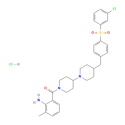 (2-amino-3-methylphenyl)-[4-[4-[[4-(3-chlorophenyl)sulfonylphenyl]methyl]piperidin-1-yl]piperidin-1-yl]methanone;hydrochloride (CAS: 331765-01-6) - Related Chemical Product