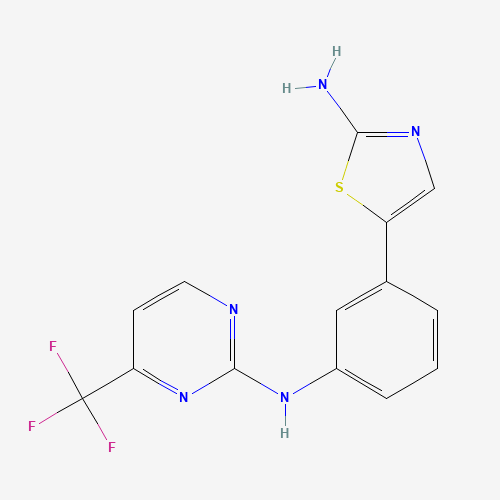 5-[3-[[4-(trifluoromethyl)pyrimidin-2-yl]amino]phenyl]-1,3-thiazol-2-amine (CAS: 1312572-13-6) - Chemical Structure and Molecular Formula 