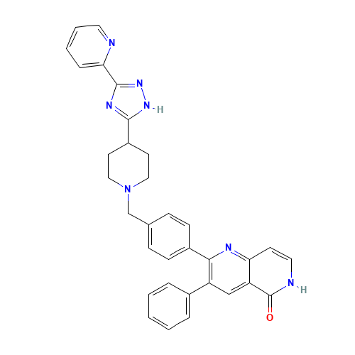 3-phenyl-2-[4-[[4-(3-pyridin-2-yl-1H-1,2,4-triazol-5-yl)piperidin-1-yl]methyl]phenyl]-6H-1,6-naphthyridin-5-one (CAS: 893422-47-4) - Related Chemical Product