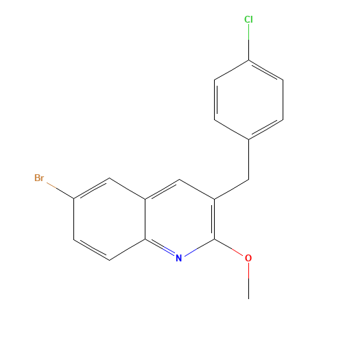 6-bromo-3-[(4-chlorophenyl)methyl]-2-methoxyquinoline (CAS: 918519-49-0) - Chemical Structure and Molecular Formula 
