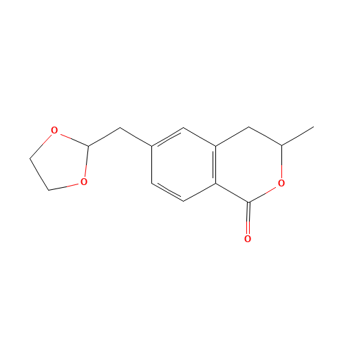 6-(1,3-dioxolan-2-ylmethyl)-3-methyl-3,4-dihydroisochromen-1-one (CAS: 1374357-86-4) - Chemical Structure and Molecular Formula 