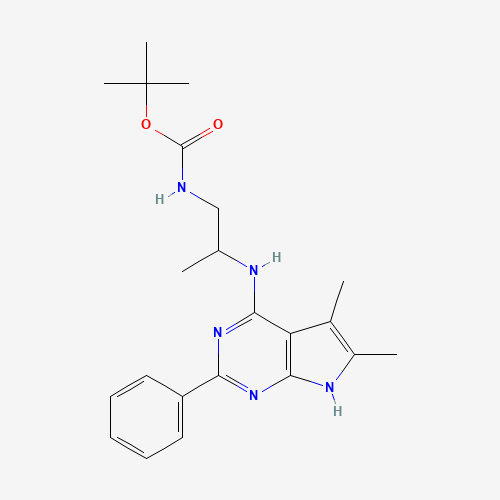 tert-butyl N-[2-[(5,6-dimethyl-2-phenyl-7H-pyrrolo[2,3-d]pyrimidin-4-yl)amino]propyl]carbamate (CAS: 251946-42-6) - Related Chemical Product