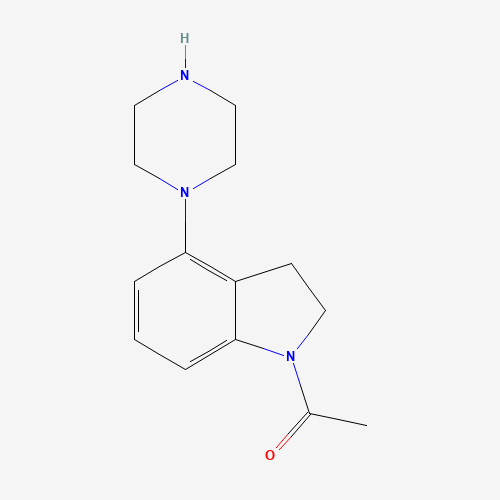 1-(4-piperazin-1-yl-2,3-dihydroindol-1-yl)ethanone (CAS: 84807-24-9) - Chemical Structure and Molecular Formula 