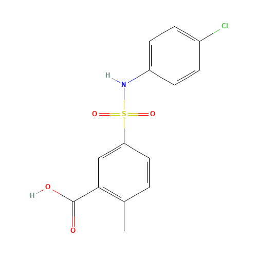 5-[(4-chlorophenyl)sulfamoyl]-2-methylbenzoic acid (CAS: 104941-53-9) - Chemical Structure and Molecular Formula 