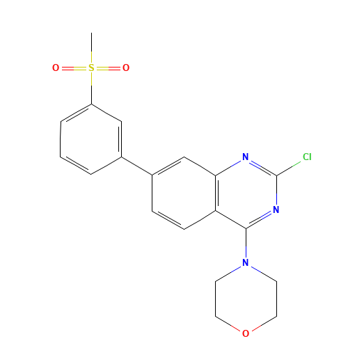 4-[2-chloro-7-(3-methylsulfonylphenyl)quinazolin-4-yl]morpholine (CAS: 1374208-37-3) - Chemical Structure and Molecular Formula 