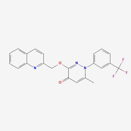 6-methyl-3-(quinolin-2-ylmethoxy)-1-[3-(trifluoromethyl)phenyl]pyridazin-4-one (CAS: 146824-84-2) - Chemical Structure and Molecular Formula 