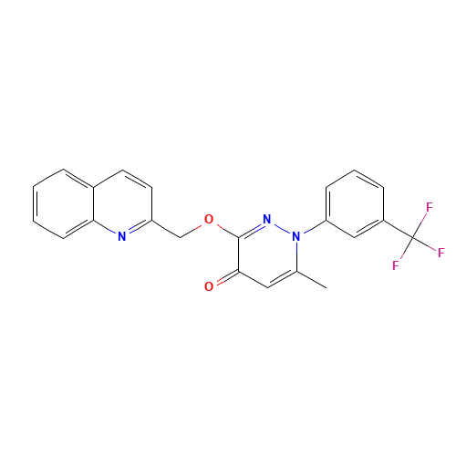 6-methyl-3-(quinolin-2-ylmethoxy)-1-[3-(trifluoromethyl)phenyl]pyridazin-4-one (CAS: 146824-84-2) - Chemical Structure and Molecular Formula 