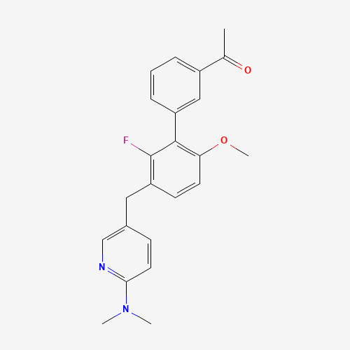 1-[3-[3-[[6-(dimethylamino)pyridin-3-yl]methyl]-2-fluoro-6-methoxyphenyl]phenyl]ethanone (CAS: 1158233-00-1) - Chemical Structure and Molecular Formula 