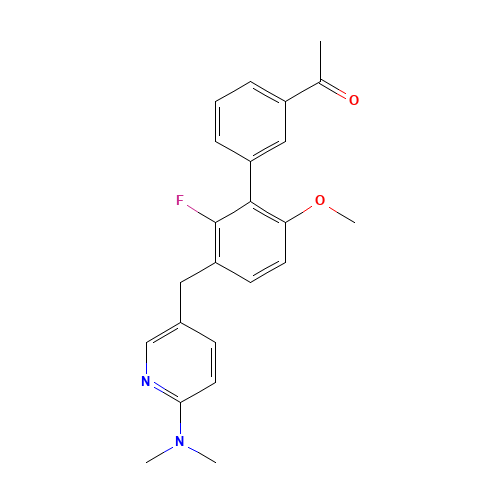 1-[3-[3-[[6-(dimethylamino)pyridin-3-yl]methyl]-2-fluoro-6-methoxyphenyl]phenyl]ethanone (CAS: 1158233-00-1) - Related Chemical Product
