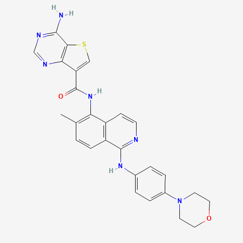 4-amino-N-[6-methyl-1-(4-morpholin-4-ylanilino)isoquinolin-5-yl]thieno[3,2-d]pyrimidine-7-carboxamide (CAS: 1446111-87-0) - Chemical Structure and Molecular Formula 