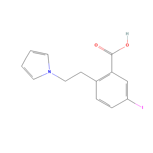 5-iodo-2-(2-pyrrol-1-ylethyl)benzoic acid (CAS: 62541-63-3) - Chemical Structure and Molecular Formula 