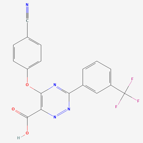 5-(4-cyanophenoxy)-3-[3-(trifluoromethyl)phenyl]-1,2,4-triazine-6-carboxylic acid (CAS: 921620-15-7) - Chemical Structure and Molecular Formula 